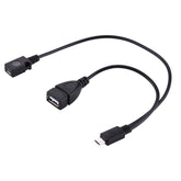USB 2.0 Micro-B Male to USB 2.0 Micro-B Female Male & USB 2.0 Female Y Splitter OTG Cable, Length: 19 / 30cm